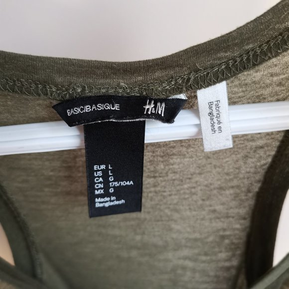 H&M Basic Green Fitted tank top - Size Large - Picture 3 of 3